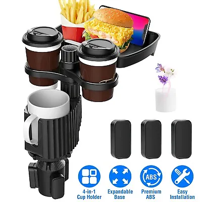 $25.19 • Buy 4 In 1 Car Cup Holder Expander Swivel Food Tray Detachable W/3 Cup Drink Holder