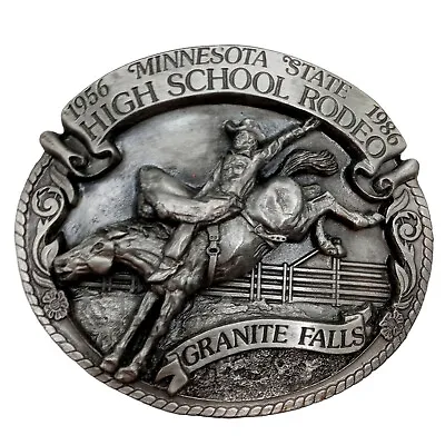 High School Rodeo Belt Buckle Minnesota 1986 Bareback Rider MN State Cowboy West • $55.99
