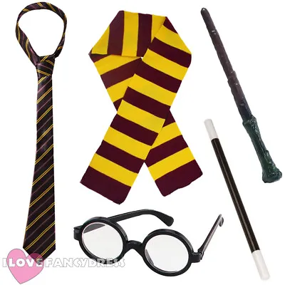 Wizard Costume Set Book Week Character Fancy Dress Accessory Set Glasses Wand • £6.99