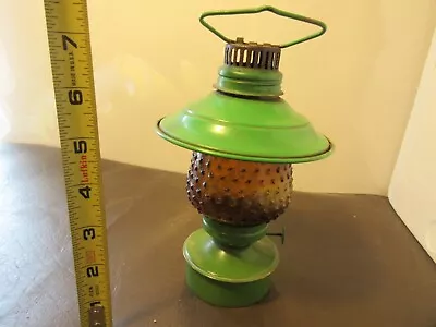 Vintage Hong Kong Metal And Glass Oil Lamp Lantern Green • $10