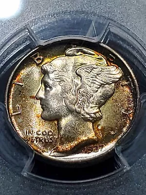 1937-D Mercury Dime PCGS MS/65 Awesome Toning • $69