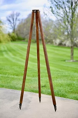 Antique Vintage Surveying Level Transit Wood Brass Tripod Camera Stand Lamp • $249.99