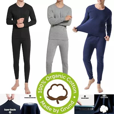 Mens Winter Ultra-Soft Fleece Lined Thermal Top & Bottom Long John Underwear Set • $13.99