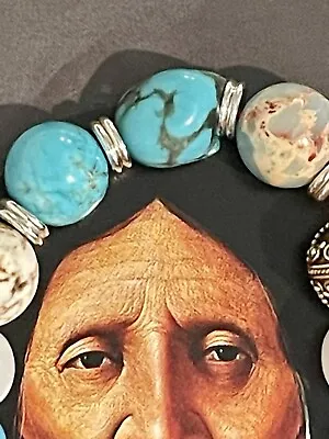 Native American Turquoise Trade BraceletHailey’s Comet NuggetRare GemstoneMiX • $33.99
