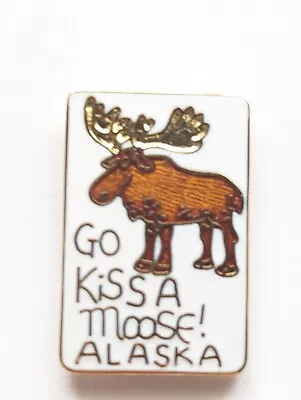 Go Kiss A Moose! Alaska State Animal Enamel Pin Travel Souvenir Brown White.. • $12.99