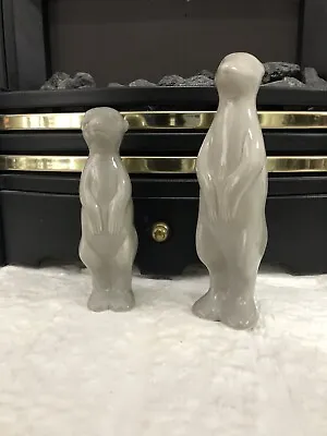 Meerkat Ceramic Ornaments X2  One Pair  Grey  Collectable Item • £6.99