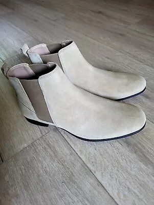 Zara: Beige Leather Ankle Chelsea Boots (8.5 Mens) - Brand New • $50