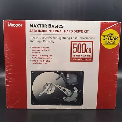 Maxtor Basics ATA /100 Internal Hard Drive Kit 500 GB 16 MB 7200 RPM NEW SEALED • $40