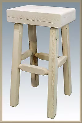 Farmhouse Style Bar Stools Rustic Pine Unfinished Wood Barstool Amish Made • $231.57