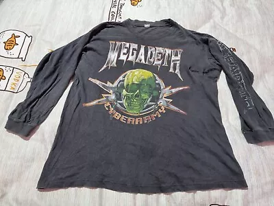 Rare Vintage Megadeth CYBERARMY  Long Sleeve Tour T-shirt Metal Size L Metallica • $200