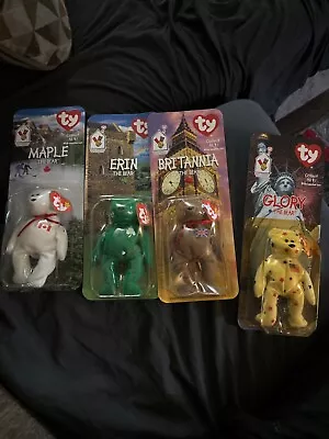 TY BEANIE BABIES MCDONALDS INTERNATIONAL BEARS SET OF 4 New In Box! Errors RARE • $0.01