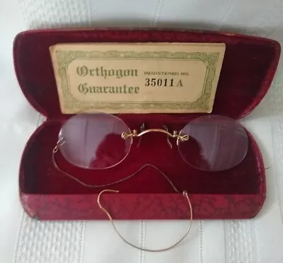 Vintage 1910-20s ? Eyeglasses Spectacles  ORTHOGON  1/10 12 K GF • $19.95