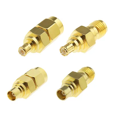 4pcs MCX Jack To SMA Plug RF Coaxial Adapter Brass For DAB Aerial WIFI GPS Lan • £7.26