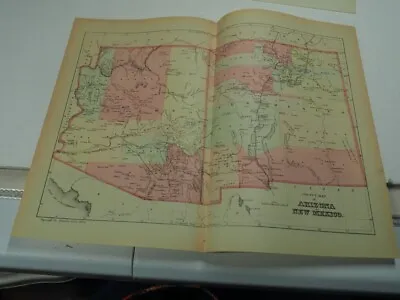 Vintage Map  County Map Of Arizona And New Mexico  Bradley 1881 • $14.99