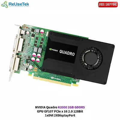 NVIDIA Quadro K2000 2GB GDDR5 GPU GF107 PCIe X 16 2.0 128Bit 1xDVI 2XDisplayPort • $39