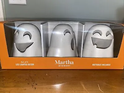 Martha Stewart SET OF 3 Halloween Ceramic Lighted Ghost 5” • $29.99