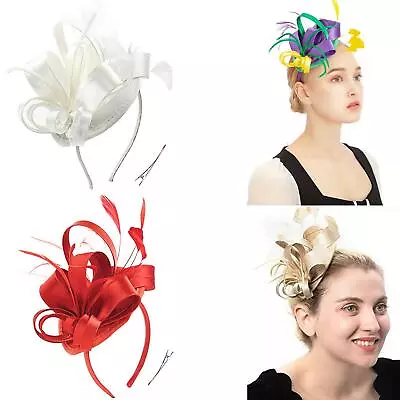 $11.11 • Buy Feather Flower Sinamy Curl Headband Hat Fascinator Ascot GXF Royal Wedding I2F2