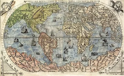 MP70 Vintage 1565 Historical Antique Old World Nautical Map Poster A1/A2/A3 • £6.95