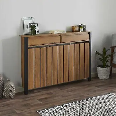 Black Wood Radiator Cover Cabinet Traditional Modern Vertical Slats Shelf Medium • £103.47