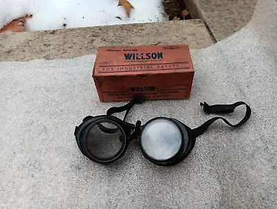 Vintage Willson Goggles In Original Box Clear Glass With Adjustable Strap (D) • $35