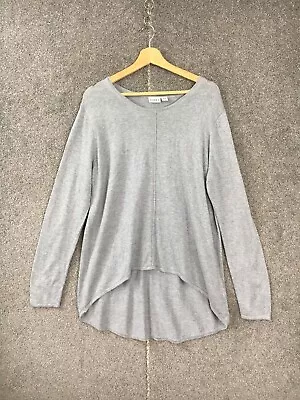 Serra Women Jumper 16 Grey Long Sleeve Scoop Neck Tight Knit Wool Casual Winter • $24.50