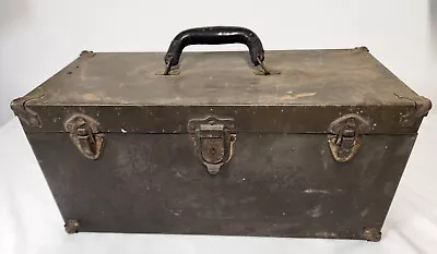 Kennedy Kits Tool Box Chest Leather Handle Made Of Metal 19x8x9 Vintage Antique • $31.49