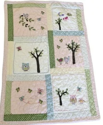 Pottery Barn Kids Hayley Crib Quilt Coverlet Retired Pattern Pink Girls Owl Bird • $59.99