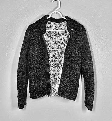 UBU Sz M Bamboo Asian Art-to-Wear Crinkled Lux Zip White Black Jacket Funky Lux • $22