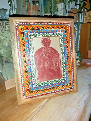 £18.99 • Buy Indian Hand Painted Mango Wood Standing Photo Frame With Decorative Glass Beads