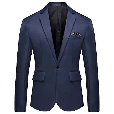 Mens Fomal Dress Lapel One-Button Blazer Office Business Work Party Jacket Coat • $19.66