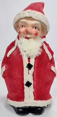 Vintage Christmas Chalkware Santa Candy Container Felt Clothing Unusual Piece • $49.99