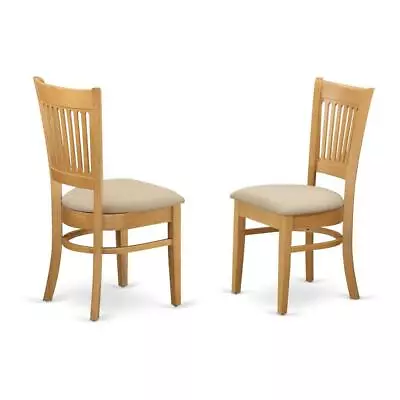 VAC-OAK-C Vancouver Linen Fabric Seat Dining Chairs - Oak Finish • $137.82