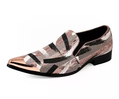 Amali Metal Tip Smoking Slippers Sequin Slip On Glitter Dress Shoes • $99.99