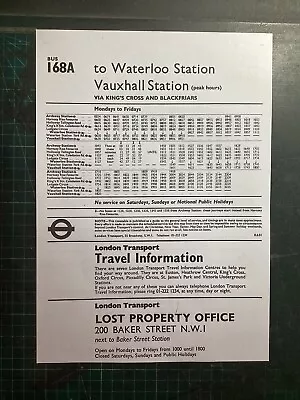 London Transport Bus Stop Panel Timetable-route 168a • £0.99