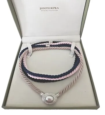 Judith Ripka Sterling Mabe Pearl Diamonique Magnetic Enhancer 925 CZ Necklace  • $199