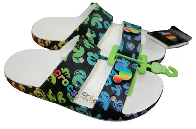 Crocs Classic Disney Rainbow Celebration Slide Sandal Mickey Mouse M4 W6 4 6 NWT • $41.21