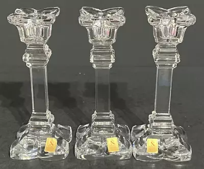 3 Vintage Nachtmann Bleikristall 24% Lead Crystal 6  Candlestick Holders Germany • $51.38