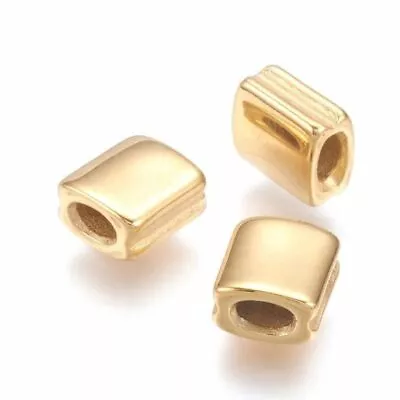 5 Pcs 304 Stainless Steel Golden Square Spacer Beads- 8mm X 7mm – Hole Size: 2mm • $10.95