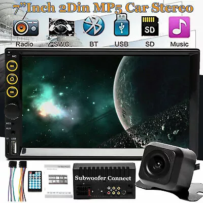 Double 2 Din MP5 USB Car Stereo & Camera Touch Screen Radio Mirror Link For GPS • $50.40