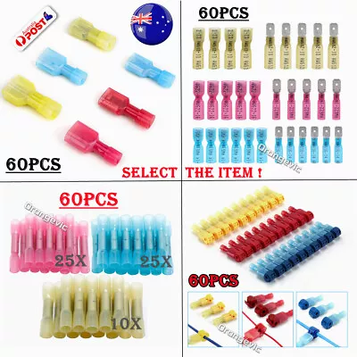 60Pcs Heat Shrink Bullet/Spade Crimp Wire Connector Kit Splice Butt Terminal Set • $8.99