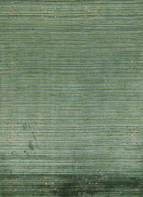 Luxurious Green Hand-knotted Silk Rug Authentic Gabbeh Rug 9x11 Ft • $586.45