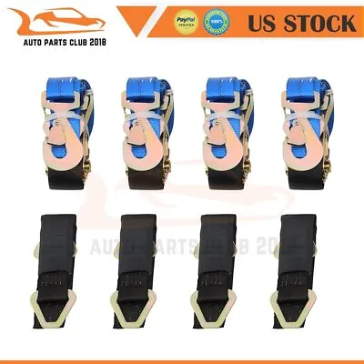 Blue Axle Straps Car Hauler Trailer Auto Tie Down Ratchet Straps Tow Kit New • $66.99