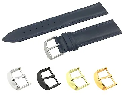 Navy Genuine Leather Flat Strap/Band Fit NAUTICA Watch Buckle 18 19 20 21 22mm • £12.90