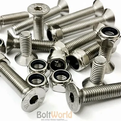 £20.02 • Buy M6, A4 Stainless Steel Countersunk Csk Socket Allen Bolts Nyloc Nuts Screws Hex