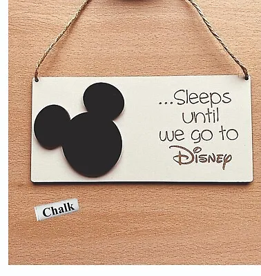 Personalised Disney Chalkboard Holiday Days-sleeps Until We.... Countdown Plaque • £6.99