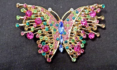 Usa Seller !!! New In Box Rhinestone 3  Multi Color Butterfly Brooch • $9.88