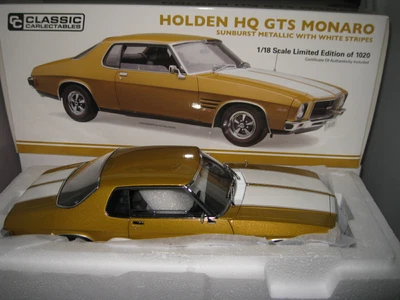 $299.99 • Buy 1/18 CLASSIC  HOLDEN HQ MONARO GTS 2dr  SUNBURST GOLD WITH WHITE STRIPES  #18745