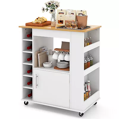 Rolling Kitchen Island W/ Storage Kitchen Trolley Cart On Wheels With Towel Rack • $129.95