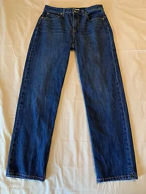 Levi's Women's Low Pro Straight 28 Dark Wash Straight Leg  Cowgirl Up Fun Casual • $19.95