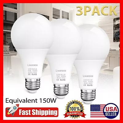 3Pack E27 15W Equivalent 150W Watt LED Light Bulb 6500K Bright Daylight Lamp A21 • $10.95